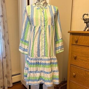 Calessa Striped Blue and Green Aztec Boho Dress Size 3X
